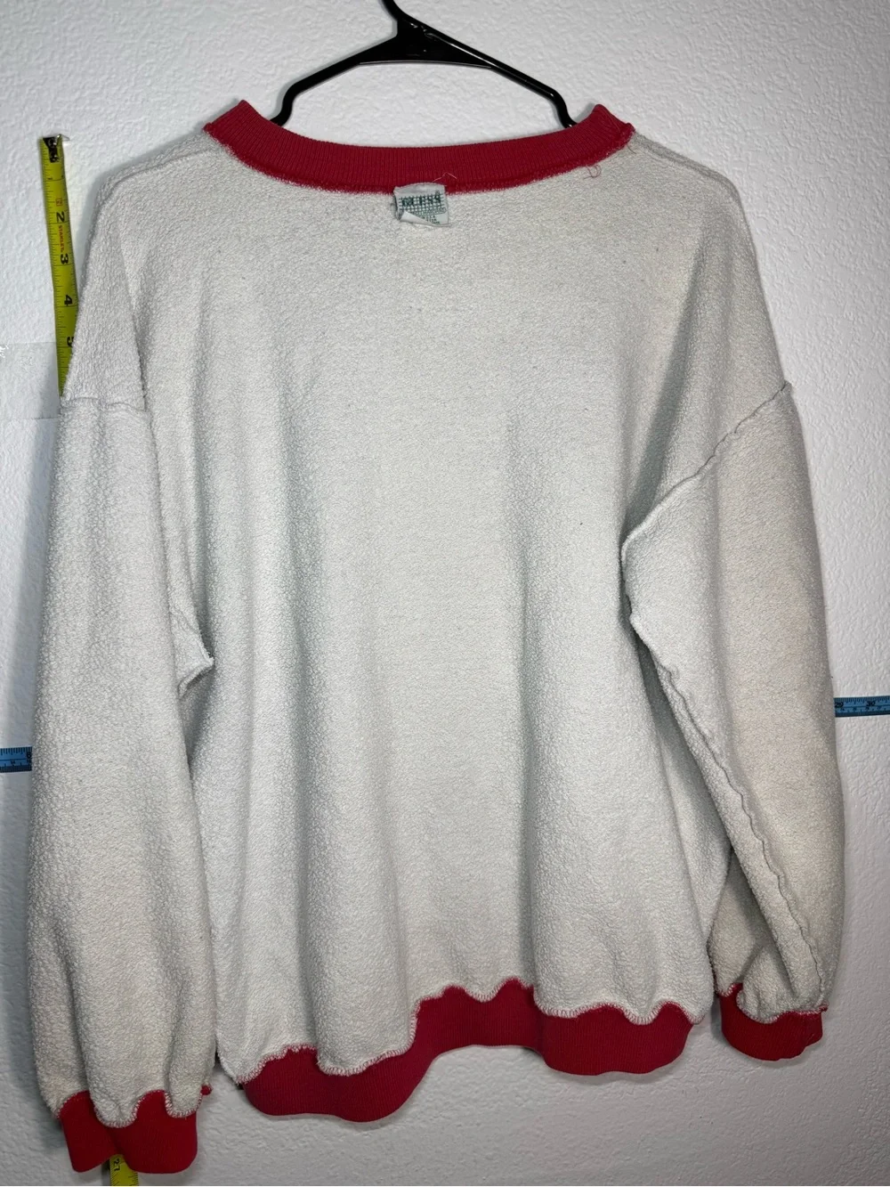 Guess Light Gray Crewneck Sweater with Red Trim
